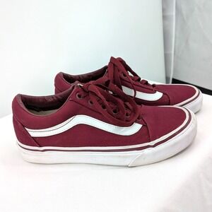 Vans Old Skool Burgundy Canvas Low Top Sneakers‎ Classic Skate Shoes 5.5M 7W